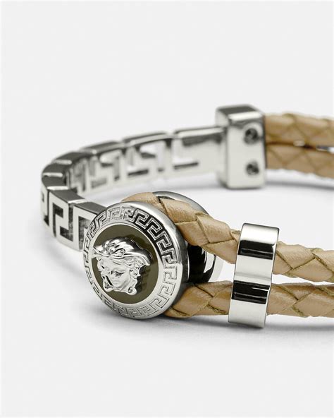 versace signature leather bracelet|Versace braided leather bracelet.